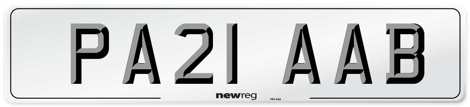 PA21 AAB Number Plate from New Reg